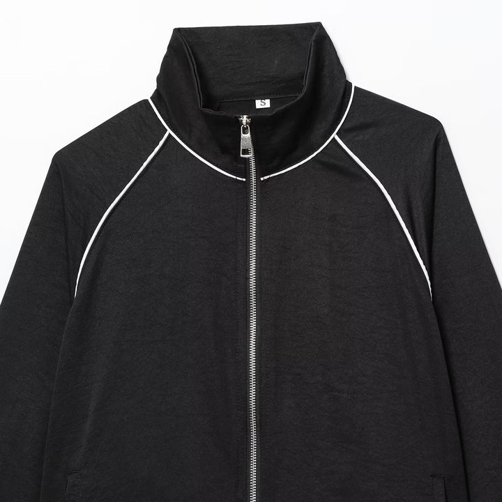 Damen Cropped Sportive Trainingsjacke mit Stehkragen und Kontrastpaspel Echo Archiv