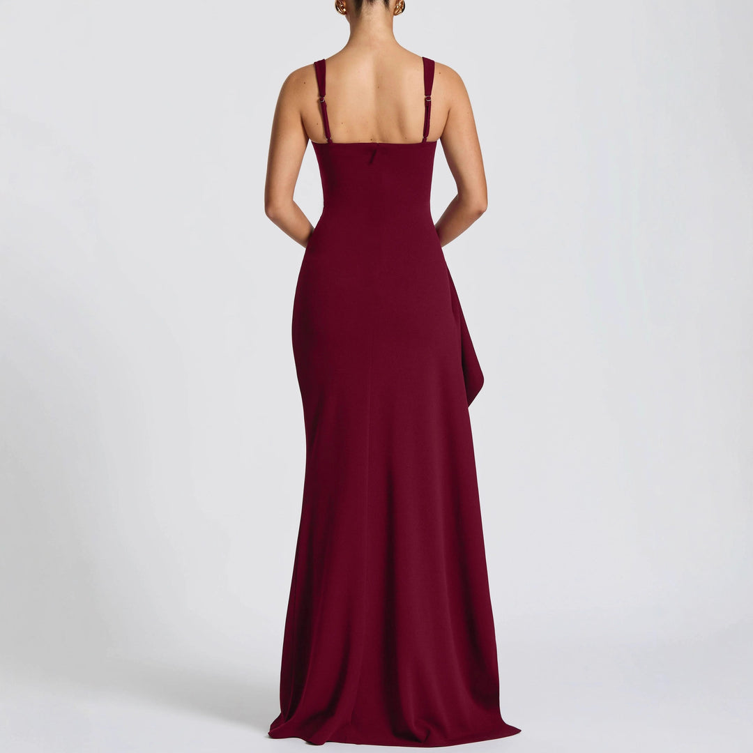 Damen Elegantes Maxikleid mit seitlichem Schlitz und raffinierten Raffungselementen Echo Archiv