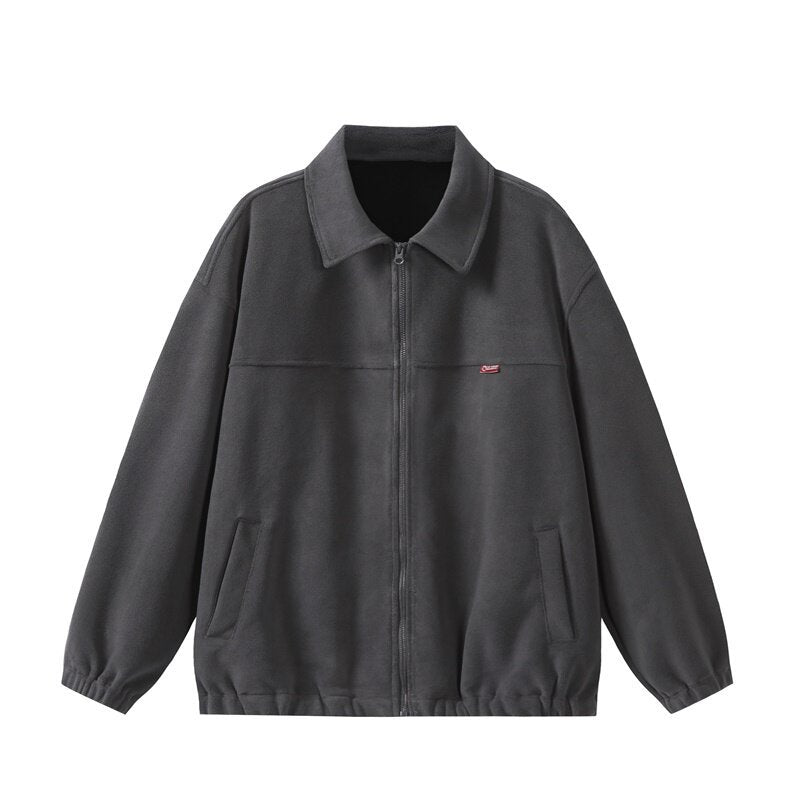 Unisex Fleece‑Blousonjacke im Boxy‑Cut mit Hemdkragen, durchgehendem Reißverschluss und elastischem Saum Echoarchiv