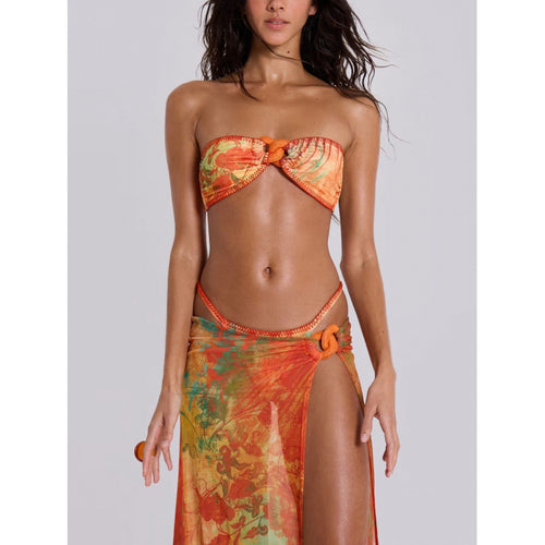Damen Strandkleid mit floralem Wickeldetail und raffiniertem Bindeband Echo Archiv
