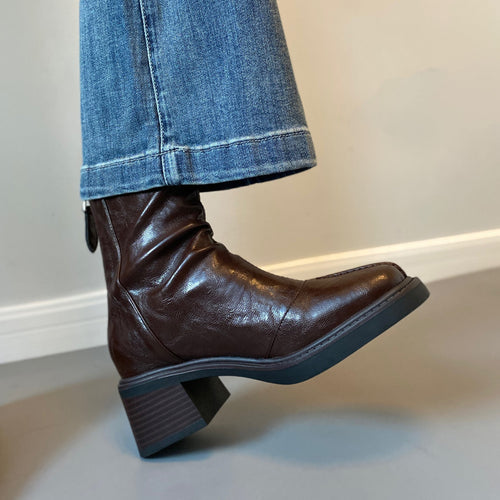 Damen Stiefeletten mit dickem Absatz und Reißverschlussverschluss – Varelle