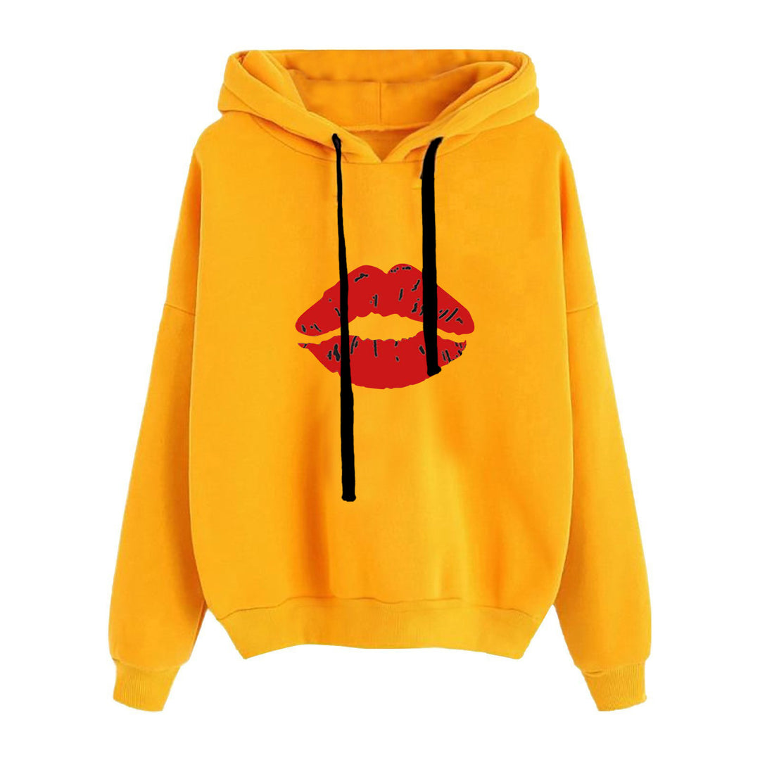 Damen lässiger Oversize Kapuzenpullover mit Herz‑und‑Pfotenprint, Kordelzug und gerippten Bündchen – Auréline