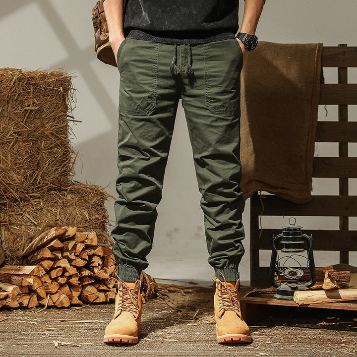 Herren Canvas‑Cargo‑Jogginghose mit elastischem Bund und Bündchen – Bravaro