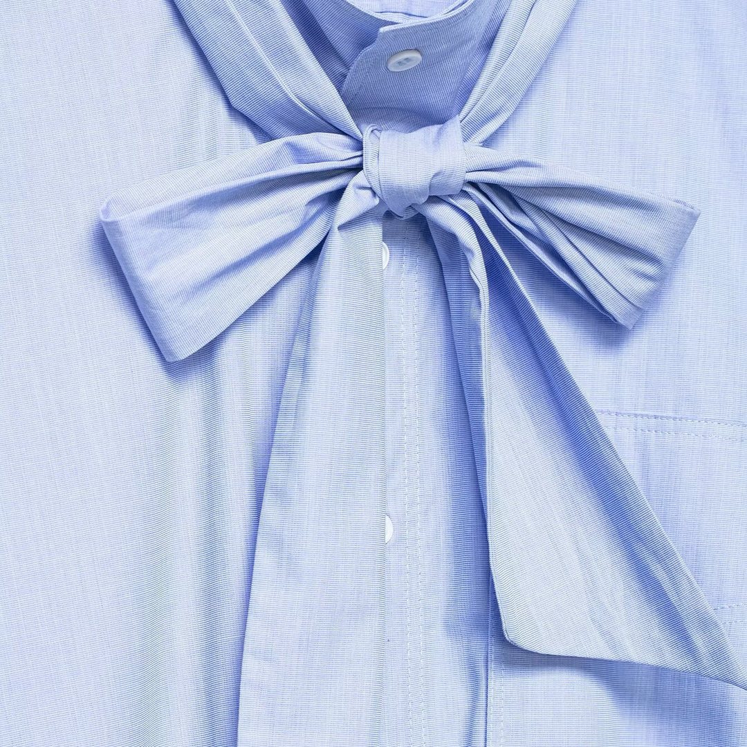 Damen Bluse mit Schleifenkragen und oversized Boxy‑Schnitt Echoarchiv