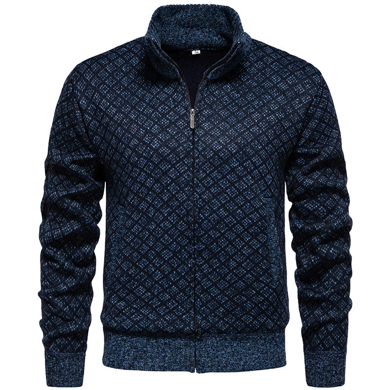 Herren Strickjacke im modernen Rautenmuster mit durchgehendem Reißverschluss Echoarchiv
