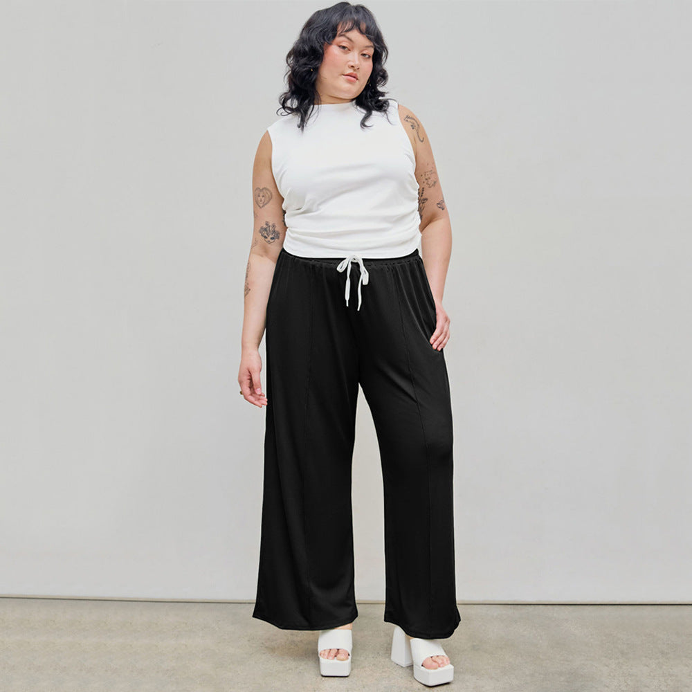Damen weite Freizeithose mit elastischem Bund und praktischem Kordelzug Echo Archiv