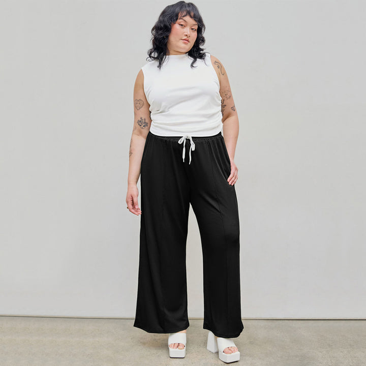 Damen weite Freizeithose mit elastischem Bund und praktischem Kordelzug Echo Archiv