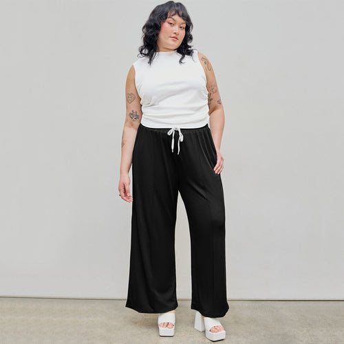 Damen weite Freizeithose mit elastischem Bund und praktischem Kordelzug Echo Archiv