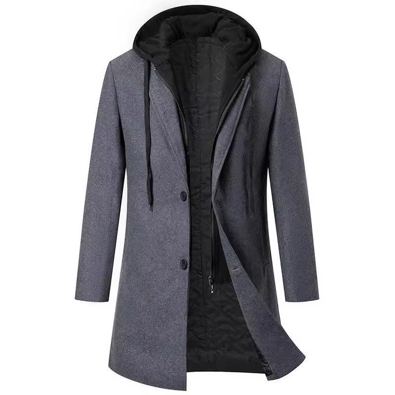 Damen eleganter Mantel mit abnehmbarer Kapuze und Fleece-Futter Echoarchiv