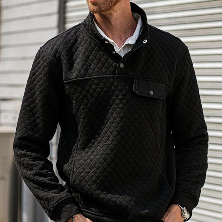 Herren Stepp-Sweatshirt mit Stehkragen, Halbreißverschluss und Brusttasche – Norvane