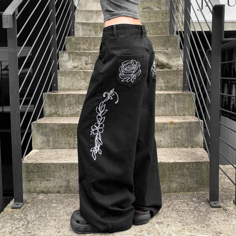 Damen weit geschnittene Baumwollhose mit hohem Taillenbund und praktischen Taschen Echo Archiv