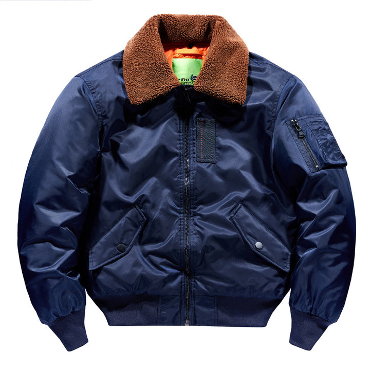 Men's Sherpa-Collar Insulated Pilot Bomber with Sleeve Utility Pocket – Brevano