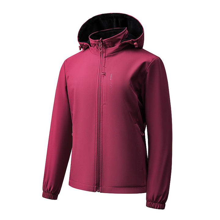 Damen Leichte wasserdichte Softshelljacke mit Kapuze und Brust-Reißverschlusstasche Echo Archiv