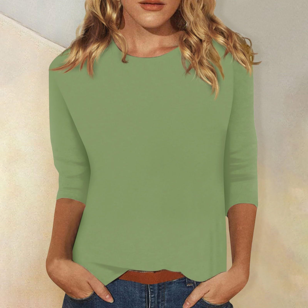 Damen Lockeres Baumwollshirt mit 3/4-Ärmeln Echoarchiv