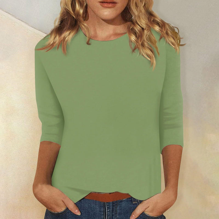 Damen Lockeres Baumwollshirt mit 3/4-Ärmeln Echoarchiv