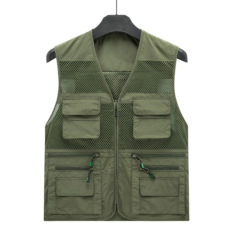 Herren atmungsaktive Mesh Outdoorweste mit multifunktionalen Taschen und Frontreißverschluss – Marzano