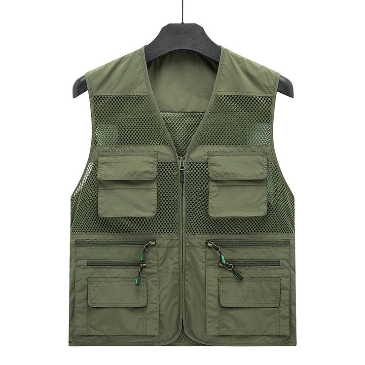 Herren atmungsaktive Mesh Outdoorweste mit multifunktionalen Taschen und Frontreißverschluss – Marzano