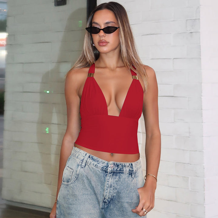 Damen Crop-Top mit tiefem V-Ausschnitt und eleganten Trägerdetails Echo Archiv