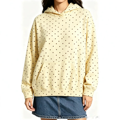 Damen Oversize-Kapuzenpullover mit Leomuster, Kängurutasche und überschnittener Schulter Echo Archiv