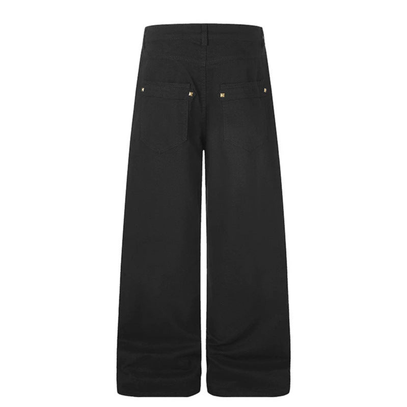 Damen Weite High‑Waist Culotte‑Jeans im Utility‑Look mit Zierlaschen und Metallnieten Echoarchiv