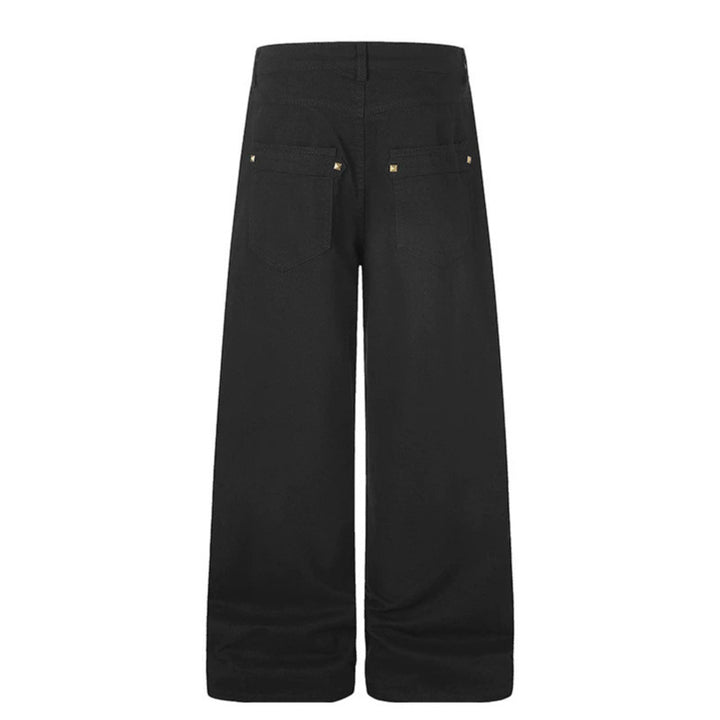 Damen Weite High‑Waist Culotte‑Jeans im Utility‑Look mit Zierlaschen und Metallnieten Echoarchiv