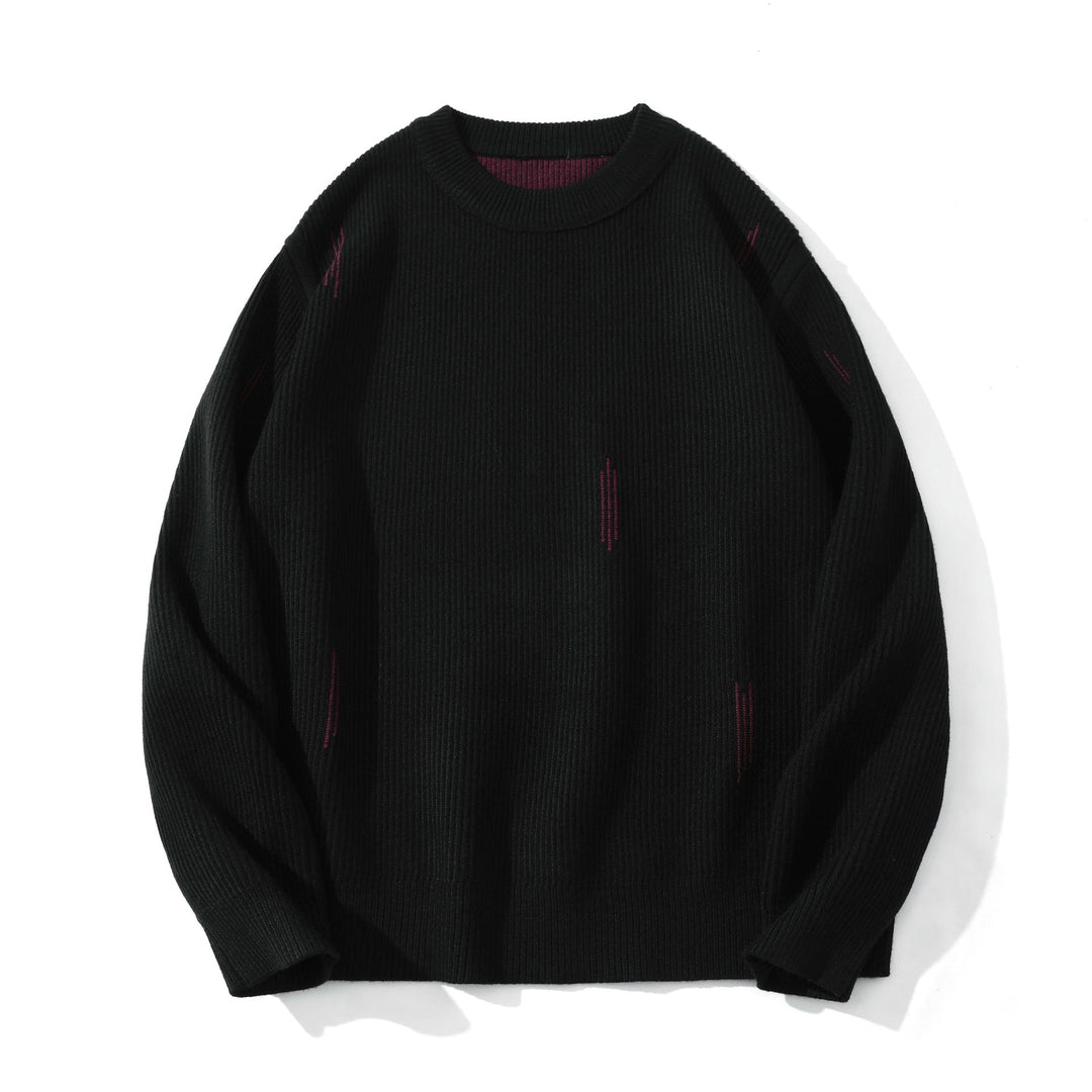 Damen Komfortabler Rippstrick-Pullover in Oversize-Silhouette mit Rundhals und dezentem Destroyed-Look Echoarchiv