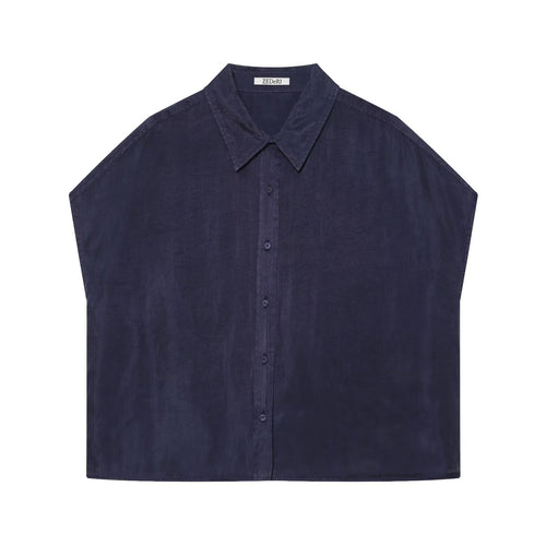 Damen Oversize Ärmellose Hemdbluse aus Leinenoptik mit durchgehender Knopfleiste Echo Archiv