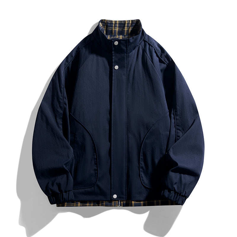 Herren Leichte Oversized Harrington-Jacke mit Karofutter, Raglanärmeln und elastischen Bündchen Echo Archiv