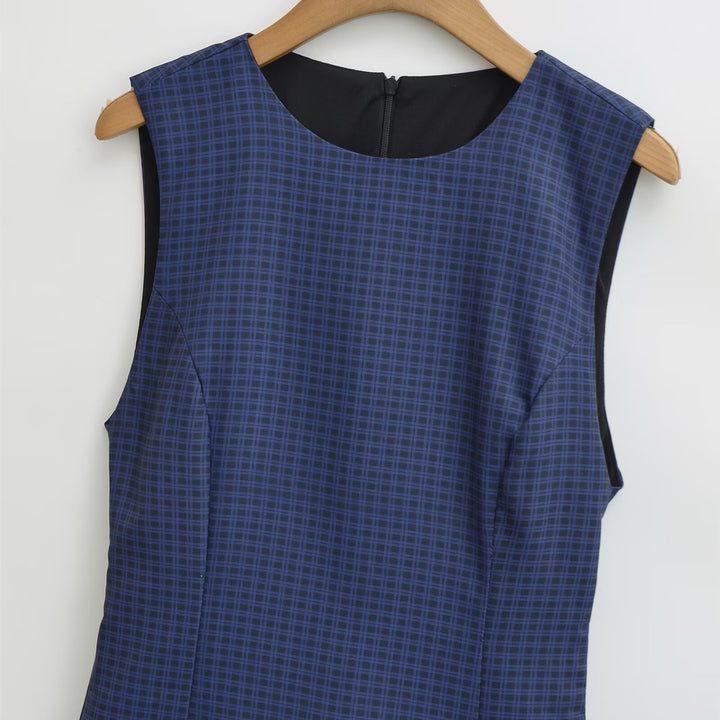 Damen Sommerkleid mit voluminösem Rüschenrock und modernem Karomuster Echo Archiv