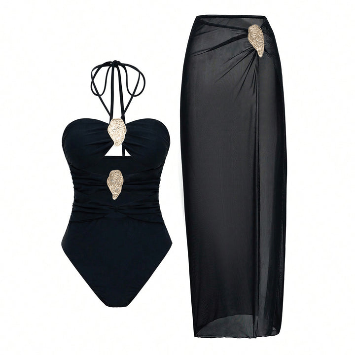 Damen Luxuriöser Badeanzug mit elegantem Überrock Echo Archiv