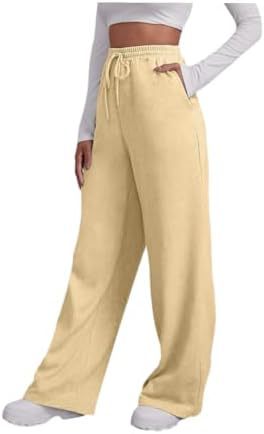 Damen weite High‑Waist Palazzo-Loungehose mit elastischem Komfortbund, Kordelzug und seitlichen Eingrifftaschen – Avélisse
