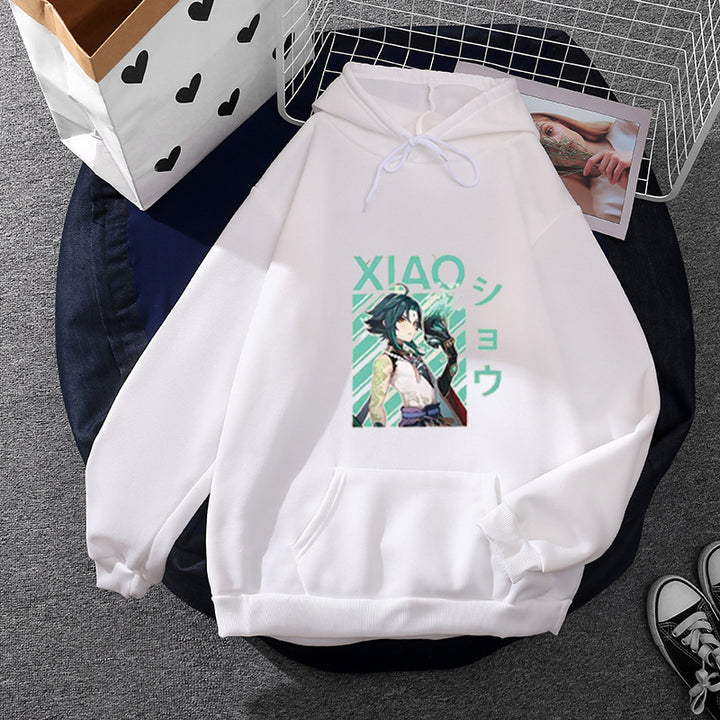 Damen weicher Oversize-Kapuzenpullover mit kawaii Pilzfrosch-Print, Kängurutasche und gerippten Bündchen – Auréline