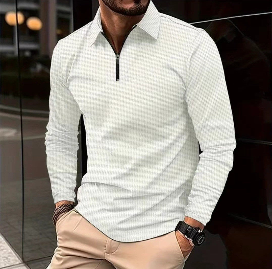 Herren Langarmshirt mit modernem Stehkragen und stylischem Reißverschluss Echoarchiv