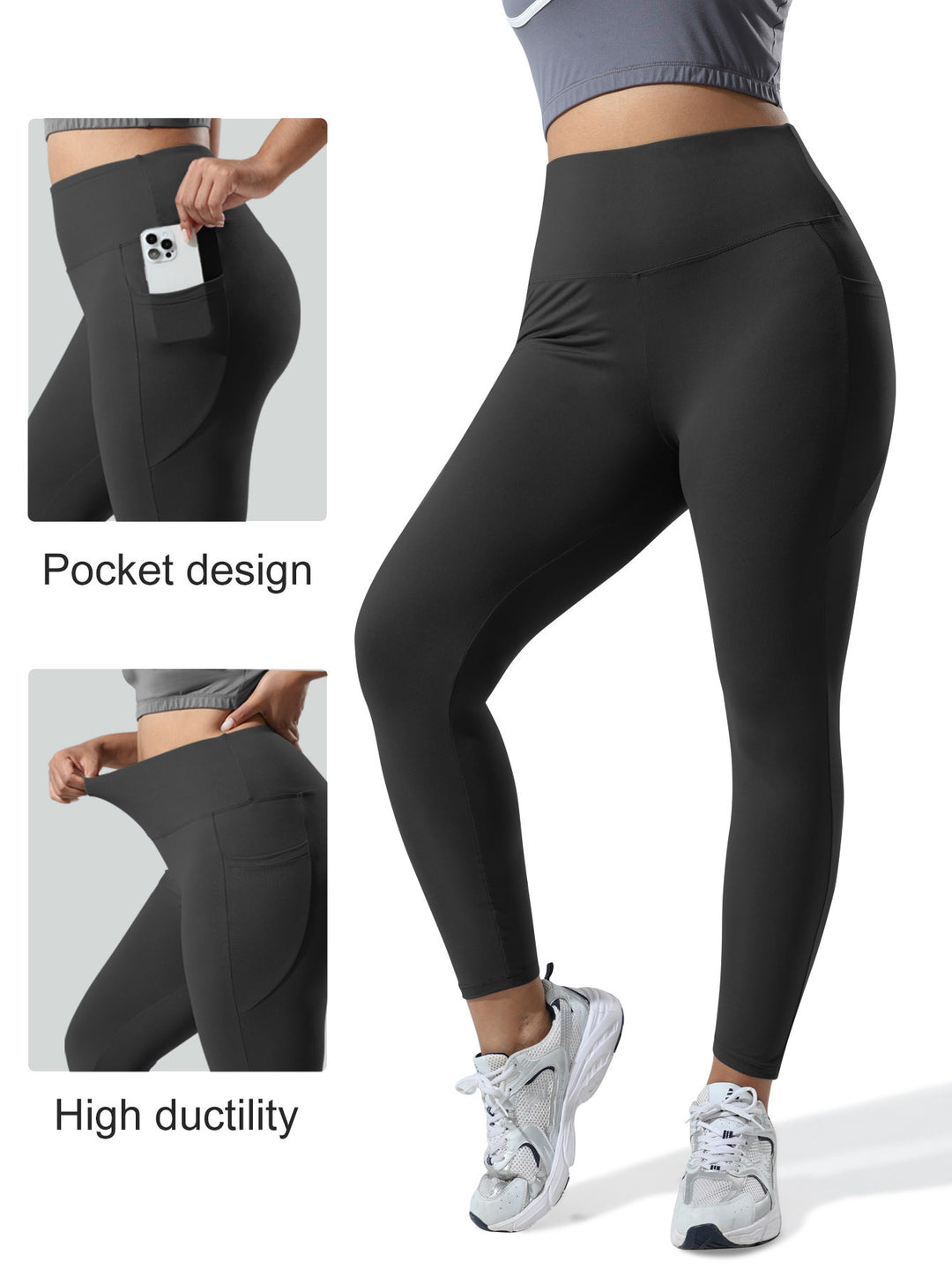 Damen High-Waist Sportleggings mit tiefer Seitentasche und stützendem Komfortbund – Avélisse