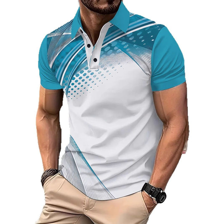 Herren Poloshirt mit dynamischem Grafikdesign und atmungsaktivem Gewebe Echoarchiv