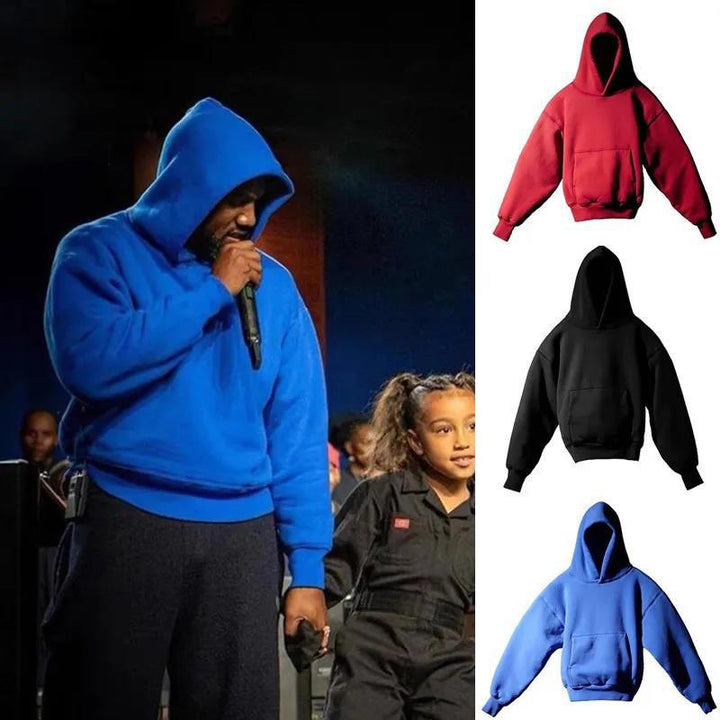 Unisex Boxy-Kapuzenpullover mit überlappender Kapuze, verdeckter Kängurutasche und gerippten Bündchen – Auréline