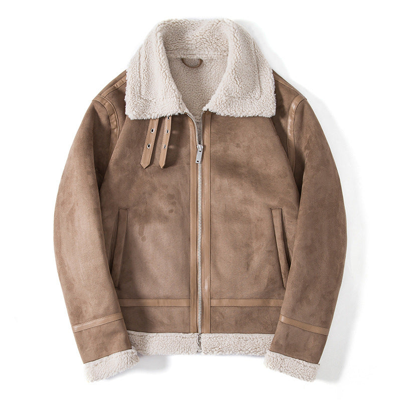 Herren Fliegerjacke aus Kunstlammfell mit Teddyfutter und Reißverschluss – Taviero