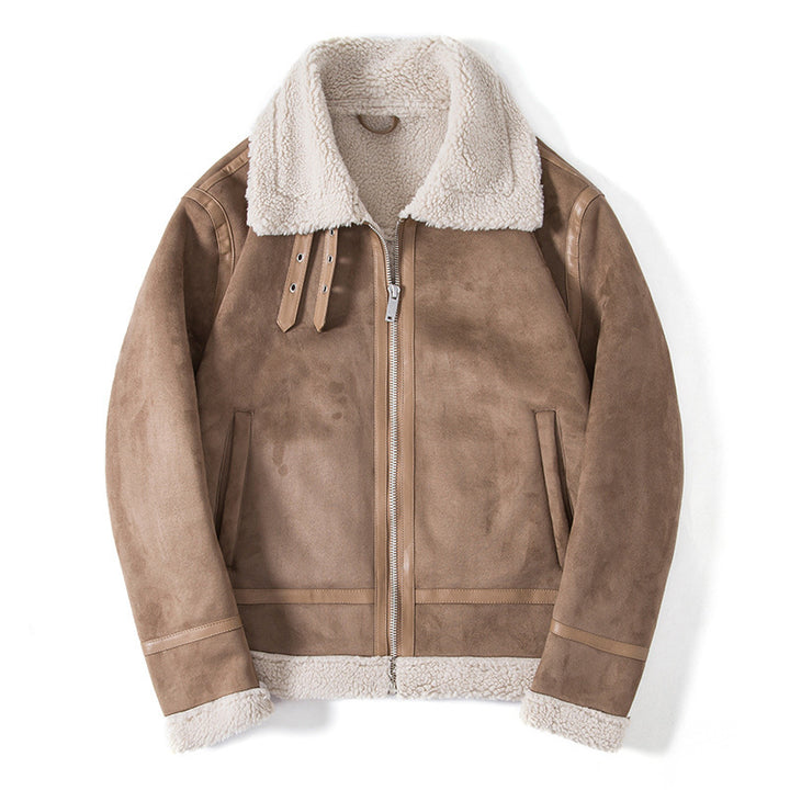 Herren Fliegerjacke aus Kunstlammfell mit Teddyfutter und Reißverschluss – Taviero
