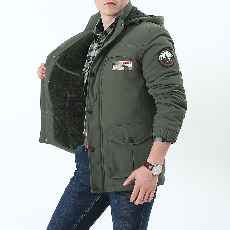 Herren Winddichter Kapuzenparka mit Teddyfutter, Mehrfach-Taschen und Patch-Details Echo Archiv