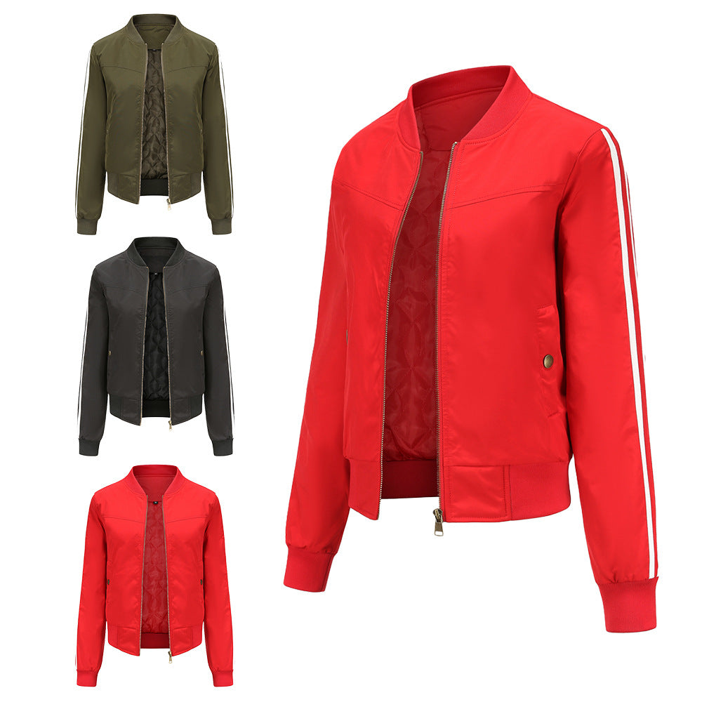 Damen nan sportive Bomberjacke mit seitlichen Kontraststreifen, gesteppter Innenfütterung und Rippbündchen Echo Archiv