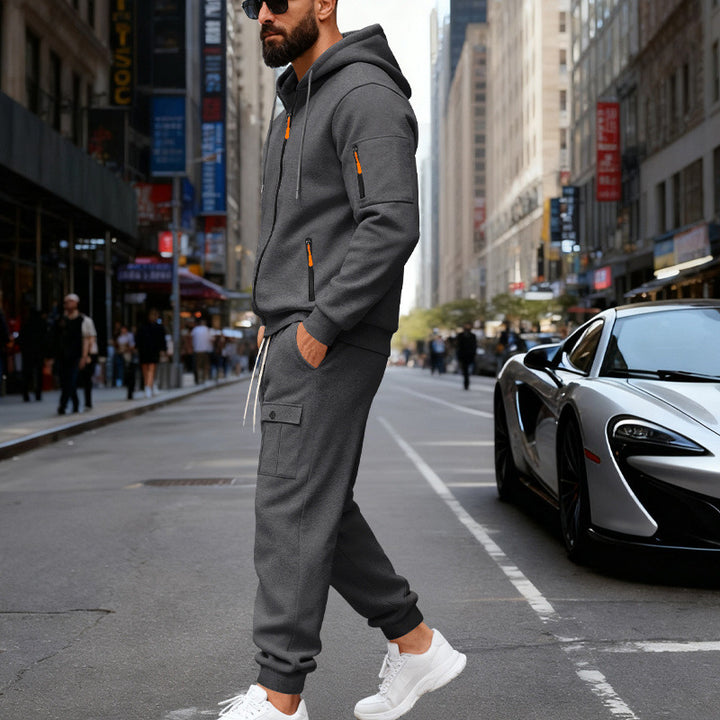 Herren stylisches Zweiteiliges Jogginganzug mit Kapuze und praktischen Taschen Echoarchiv