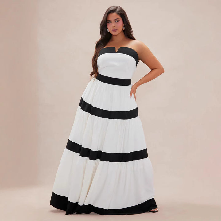 Damen Maxikleid mit schulterfreiem Design und weitem Rock Echo Archiv