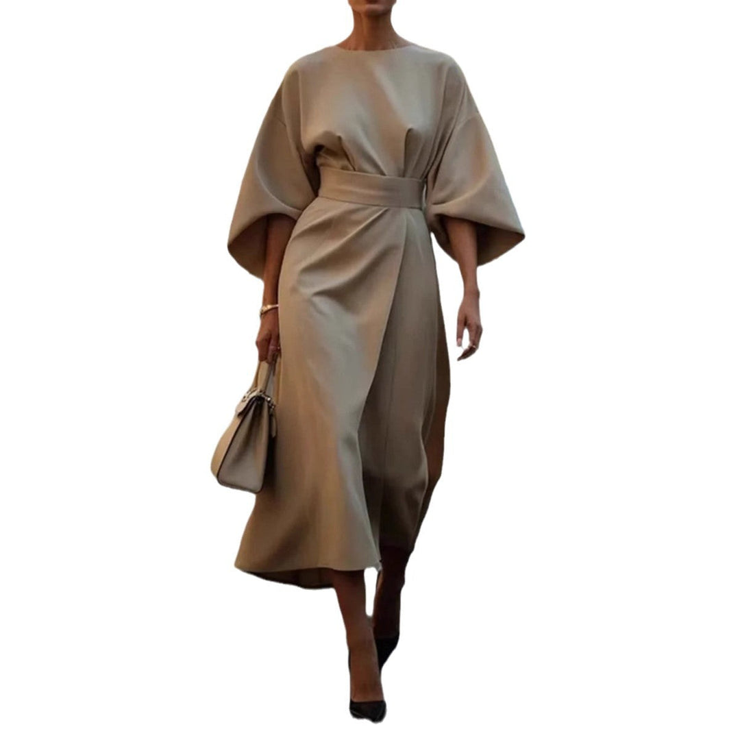 Damen Elegantes Maxikleid mit innovativem Schnitt und voluminösen Ärmeln – Valéora