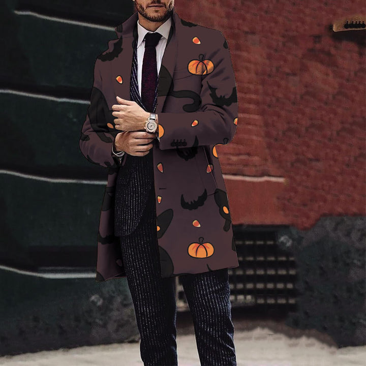 Herren Eleganter Trenchcoat mit Halloween-Motiv und klassischem Schnitt Echoarchiv