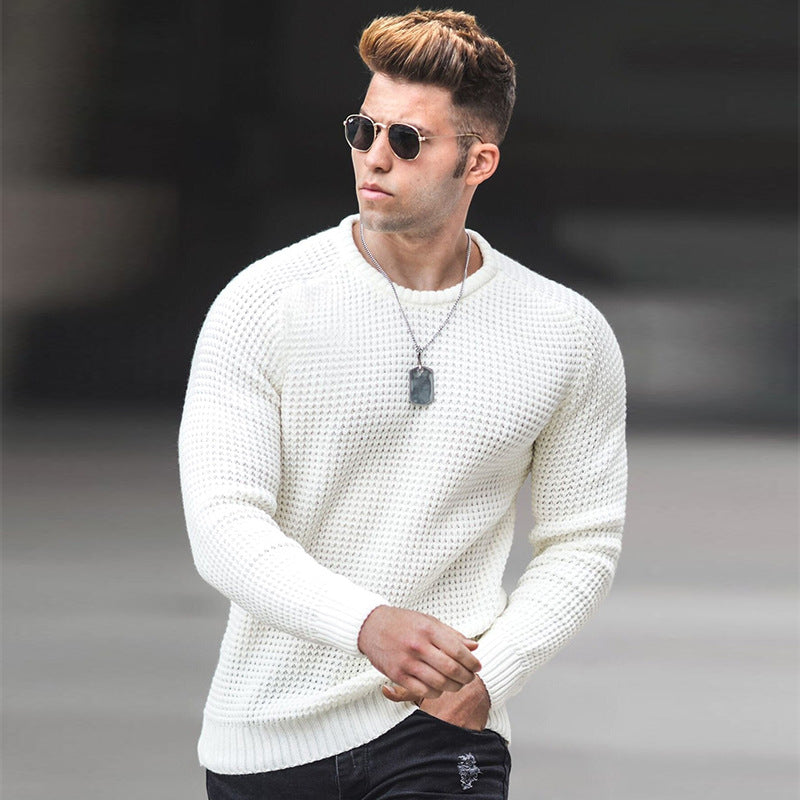 Herren Atmungsaktiver Waffelstrick-Pullover Slim-Fit mit Rippenbündchen Echoarchiv