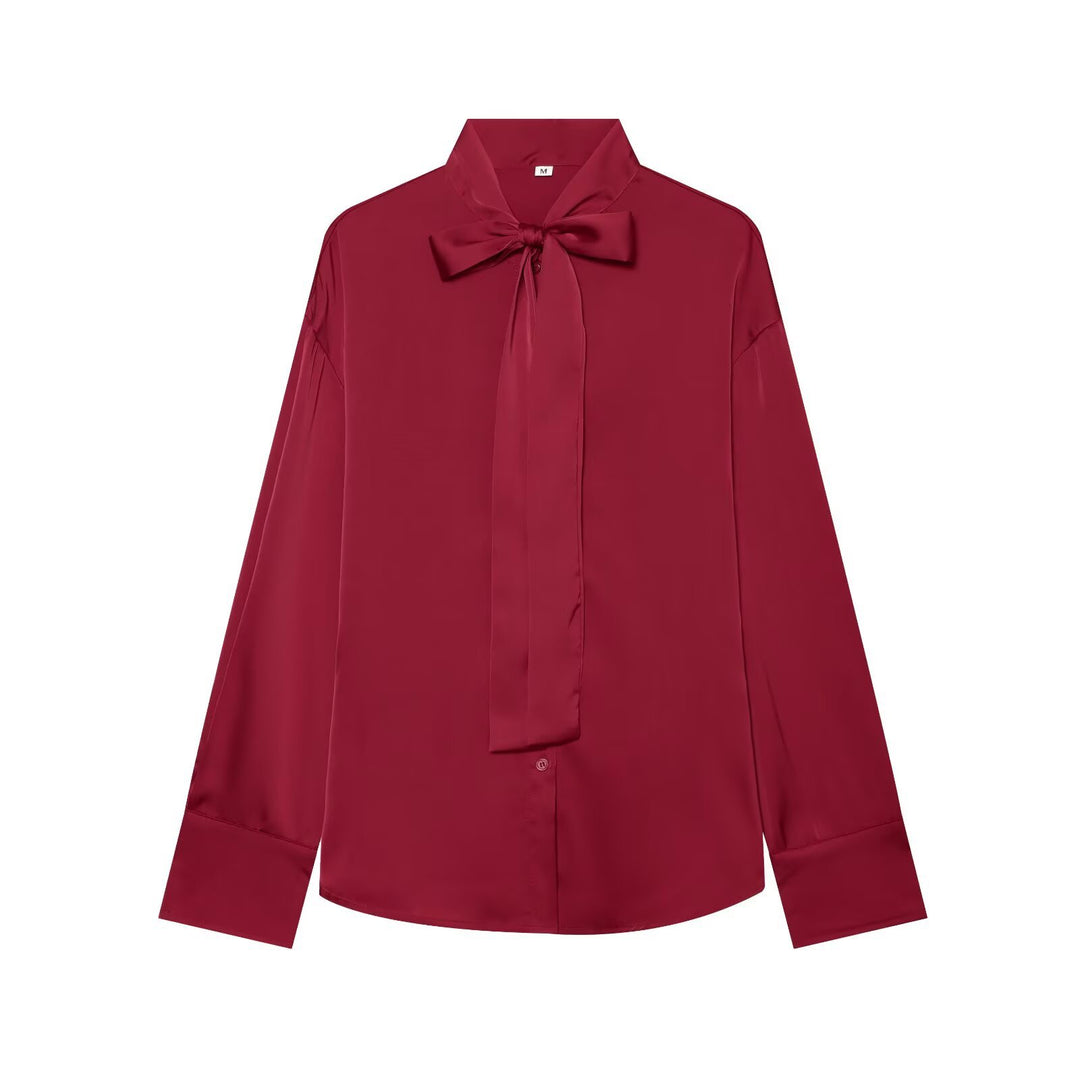 Damen Bluse mit Schleifenkragen und fließender Satin-Optik Echo Archiv