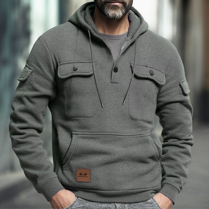 Herren Fleece-Hoodie mit praktischen Brusttaschen Echoarchiv