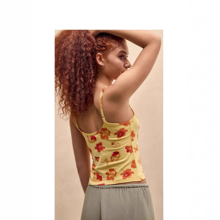 Damen florales Spaghetti-Top mit Spitzenrand Echo Archiv