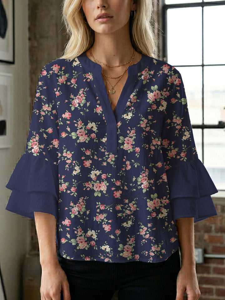 Damen Bluse mit voluminösen Ärmeln und floralem Design Echo Archiv
