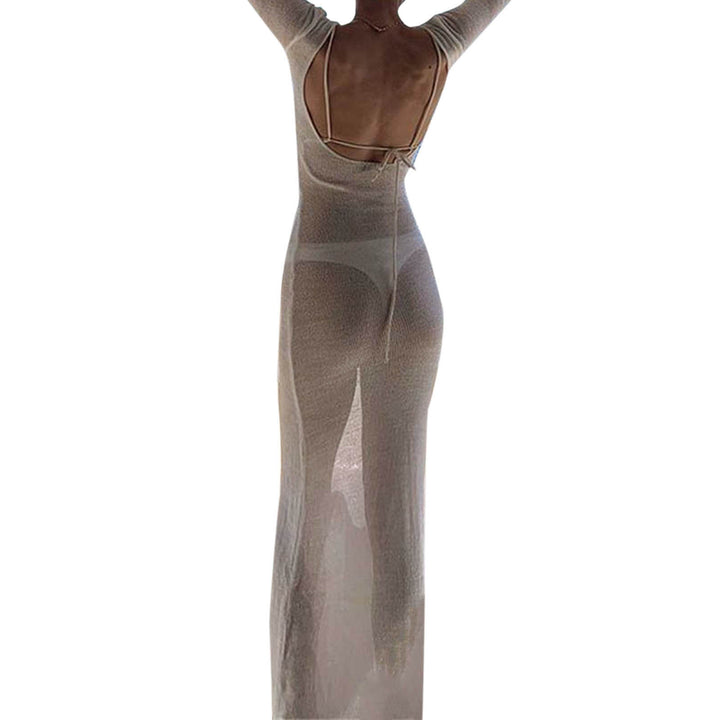 Damen Strick-Maxikleid mit langen Ärmeln und figurbetonendem Schnitt Echo Archiv